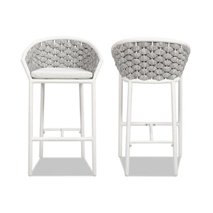 English Elm Jennifer Taylor Home - Rowan 27.5" Rope Barrel Counter Stool Set of 2 — Optic White Acrylic, Weatherproof Woven Comfort B2719P245992