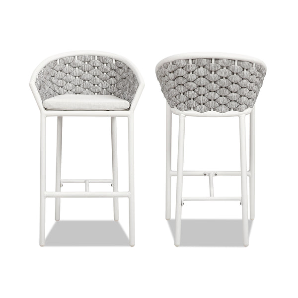 English Elm Jennifer Taylor Home - Rowan 27.5" Rope Barrel Counter Stool Set of 2 — Optic White Acrylic, Weatherproof Woven Comfort B2719P245992