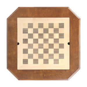 English Elm Galini Walnut Pedestal Game Table with Reversible Chess Checkers Backgammon Tray B2726P269303