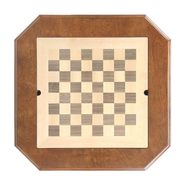 English Elm Galini Walnut Pedestal Game Table with Reversible Chess Checkers Backgammon Tray B2726P269303