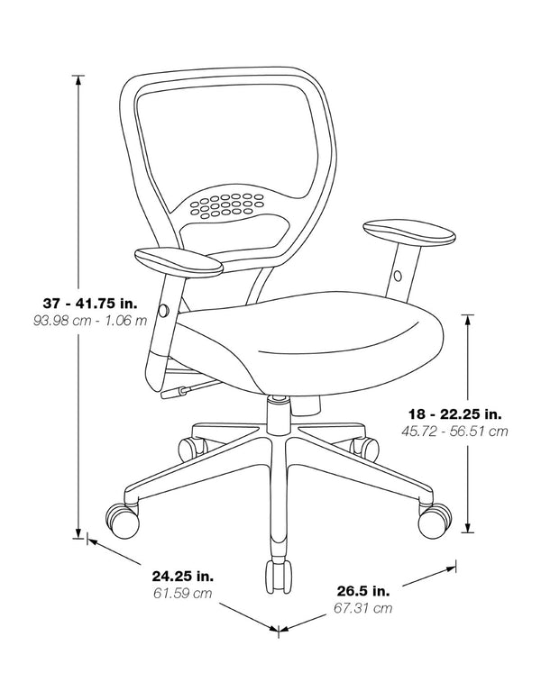 OSP Home Furnishings Air Grid Ergonomic Office Chair with Breathable Mesh Back Lumbar Support and Synchro Tilt Grey 5500SL-2M