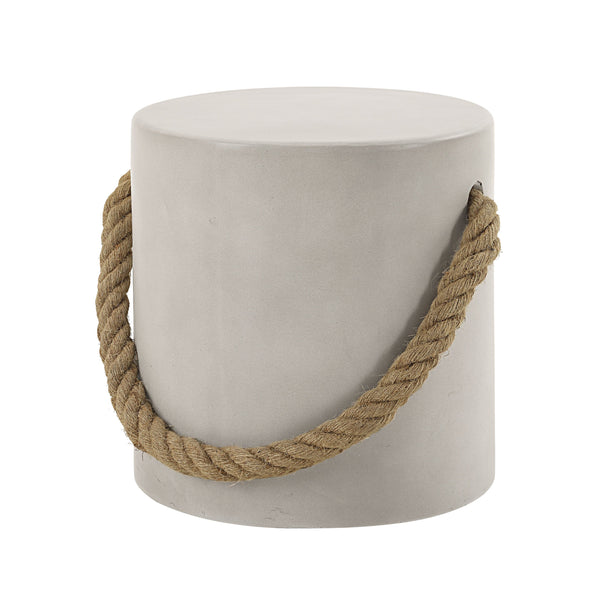 English Elm Gene Natural Finish Fiber Concrete Accent Table with Faux Concrete Top, Eco Cement Modern Charm Gray 19.7 L x 18.6 W x 18.6 H B2726P246012