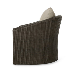 English Elm Outdoor Wicker Swivel Accent Chair with Aluminum Frame for Patio Resort Lounging N757P410822B