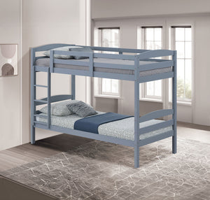 English Elm Twin Arch Slat Bunk Bed with Patented Insert & Lock Joint System — Sturdy Transitional Style, Space-Saving Design Gray 14 L x 81 W x 9 H B2741P346372