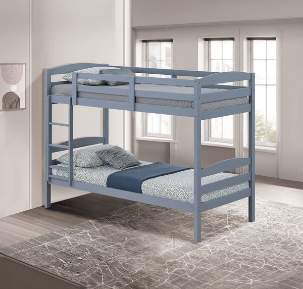 English Elm Twin Arch Slat Bunk Bed with Patented Insert & Lock Joint System — Sturdy Transitional Style, Space-Saving Design Gray 14 L x 81 W x 9 H B2741P346372