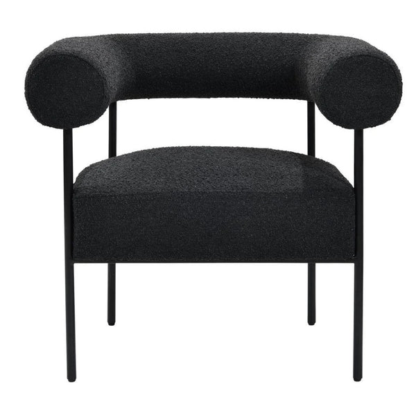 English Elm Soft Boucle Upholstered Accent Chair with Iron Legs for Modern Living Rooms B011P439048