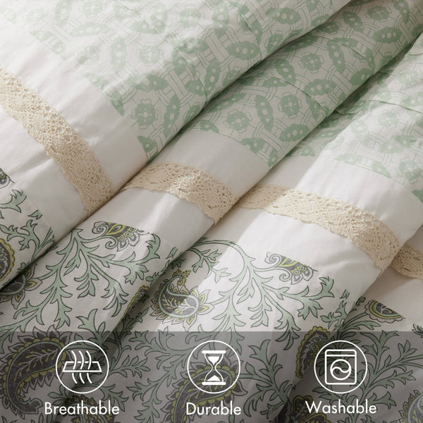 English Elm 9 Piece Cotton Percale Comforter Set For California King – Cozy, Stylish, Easy Care & Layering! B035P294111