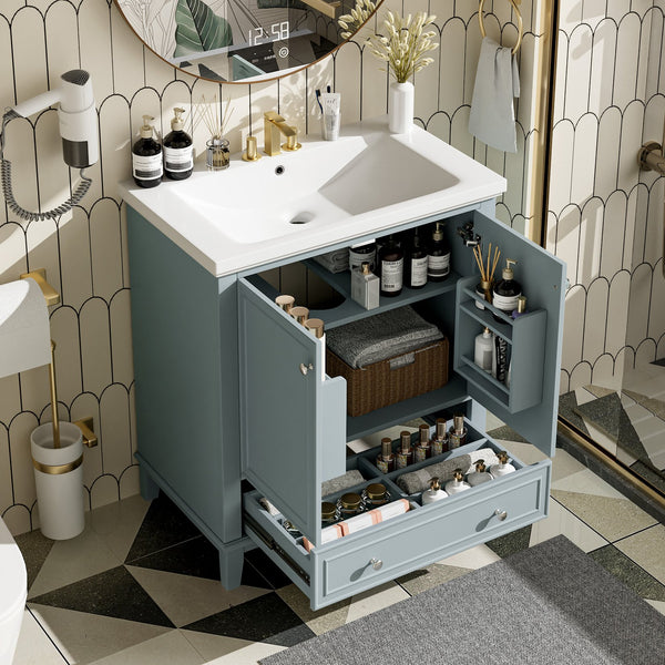 English Elm 30" Stylish Bathroom Vanity With Green Sink Combo, Smart Storage & Durable Design For Modern Homes SY999606AAC-6