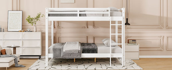 English Elm Wood Queen Size Bunk Bed With Ladder - Sturdy, Space-Saving Design For Modern Bedrooms & Guests N7090004007K-GIGA