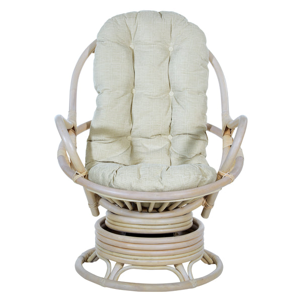 OSP Home Furnishings Lanai Rattan Swivel Rocker Linen