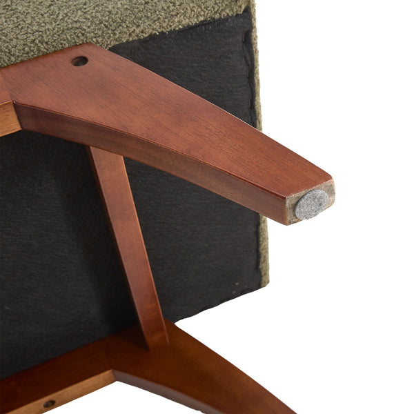 English Elm COOLMORE Teddy fabric storage bench with solid wood feet, hidden compartment for tidy bedroom organization Green W1539P242730