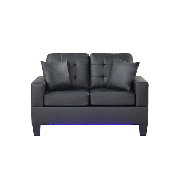 English Elm PVC Loveseat with Tufted Cushions, Built-In LED Ambient Lighting & USB Charger for Modern Comfort B016P402317