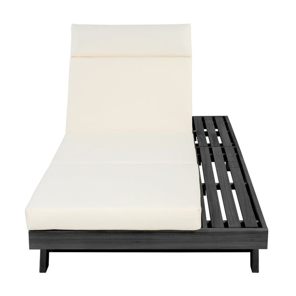 English Elm Lounge Chaise Outdoor Acacia Wood Slatted Frame with Water Resistant Cushion Resort Style Beige,Black N770P442B67B