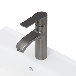 English Elm 20" Compact Bathroom Vanity with Ceramic Sink, Textured Aluminum Faucet, Storage Cabinet & Shelf Natural W688P224410