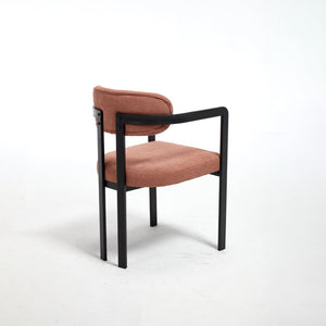 English Elm Modern Tufted Boucle Dining Chairs Set of 2 with Curved Back and Matte Metal Legs Orange W3244P337419