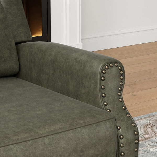 English Elm Faux Leather Pushback Recliner with Ergonomic Lumbar Support for Modern Living Spaces T3623P434282