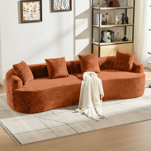 English Elm Curved Chenille Loveseat with Memory Foam Cushions for Compact Living Spaces Orange W2915S00084
