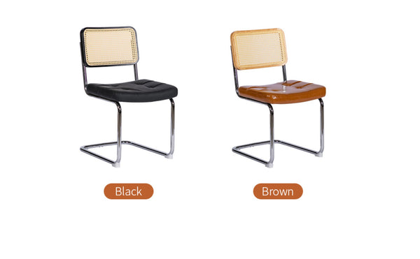 English Elm Dining Chairs Set of 4 Velvet Seat Woven Rattan Back Chrome Cantilever Frame Black W2105S00007