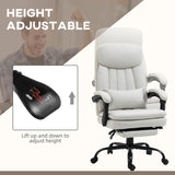 English Elm Vinsetto Microfibre Executive Massage Office Chair, Swivel Computer Desk Chair, Heated Reclining Computer Chair With Lumbar Support Pillow, Cream White