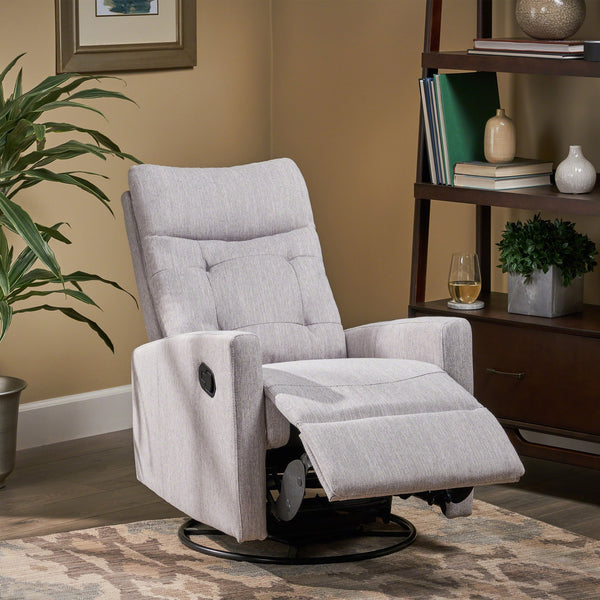 English Elm Christopher Knight Home® - Recliner Swivel Rocker with Glider Function, Push-Back Reclining Chair for Living Room & Nursery LIGHT GREY 65354.00LGRY