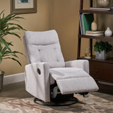 Christopher Knight Home® - Noble House - Woodglen Contemporary Glider Swivel Push Back Nursery Recliner - Light Gray and Black Finish