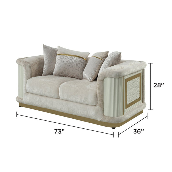 English Elm Bona Glam 3 Piece Living Room Sofa Set Chenille Upholstered with Gold Steel Base B009S02177