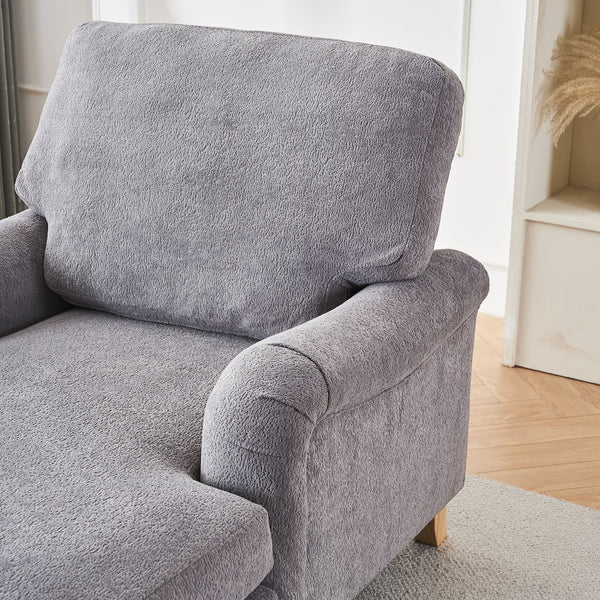 English Elm Modern Mid-Century Oversized Chaise Lounger Sofa Bed with Solid Wood Legs, Deep Seat Comfort Sleeper Grey W2363S00070