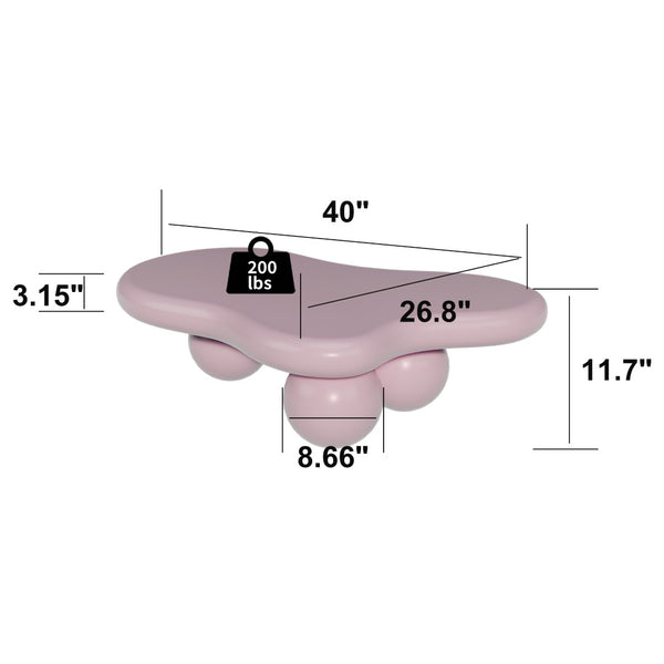 English Elm 40 Inch Cloud Shape Low Mdf Coffee Table with Ball Legs for Eclectic Living Rooms W1435S00018