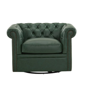 English Elm Christopher Knight Home® - Chesterfield Swivel Club Chair with Deep Button Tufting, Nailhead Trim, 360° Metal Swivel Comfort Green 39.25 L x 33.85 W x 27.85 H N776P195601G