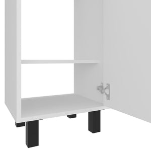 English Elm Bathroom Sleek Single-Door Vanity with Integrated Sink — Modern Minimalist Engineered Wood Storage, Durable & Eco-Friendly White 33.86 L x 18.9 W x 11.42 H B097P296886