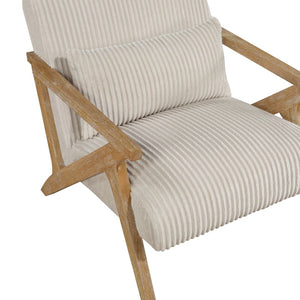 English Elm Upholstered Corduroy Accent Chair with Lumbar Pillow Rubberwood Frame Modern Sitting Room Beige B011P455639