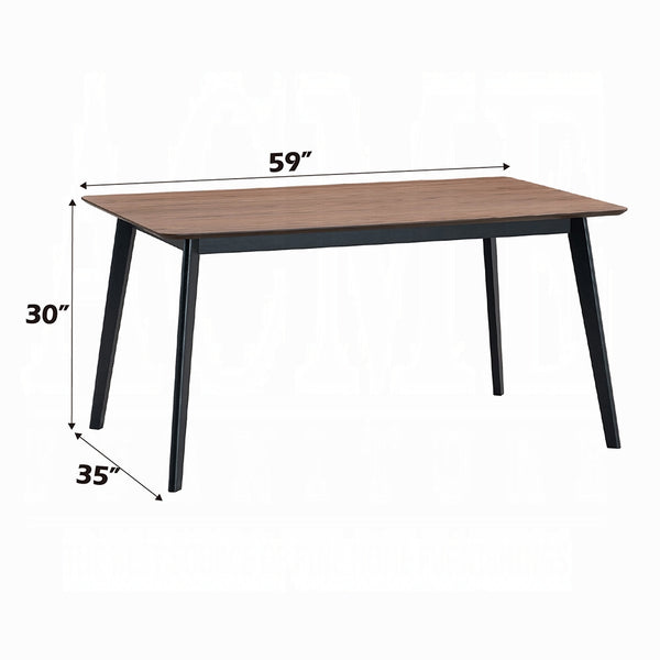 English Elm Contemporary Counter Height Dining Table 66" L x 38" W Solid Wood with Center Support Beam, Cozy Style Walnut+black 39 L x 63 W x 5 H B2741P326134