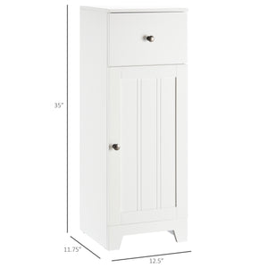 English Elm kleankin Compact Bathroom Storage Cabinet 12.5" W x 35" H with Drawer, Adjustable Shelf, Anti-Tip, White Elegance W2225P216994