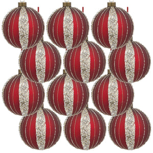 English Elm D3" Elegant Glass Christmas Ball Ornaments Set Of 12 - Timeless Holiday Decor For Trees & Parties W2078P247876
