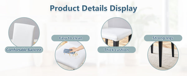 English Elm Two White PU dining chairs with black metal legs, ergonomic cushioned seats, anti-slip feet, modern stylish design (2 pcs) W1151P263130