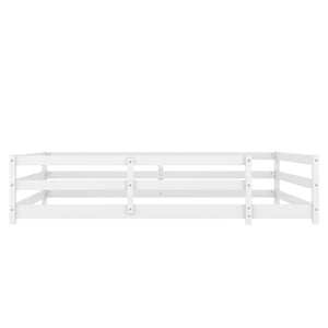 English Elm Full Full Size Montessori Floor Bed in Natural Pine for Kids — Low-Profile, Sturdy, Easy Assembly, Safe Design White W1820P331921