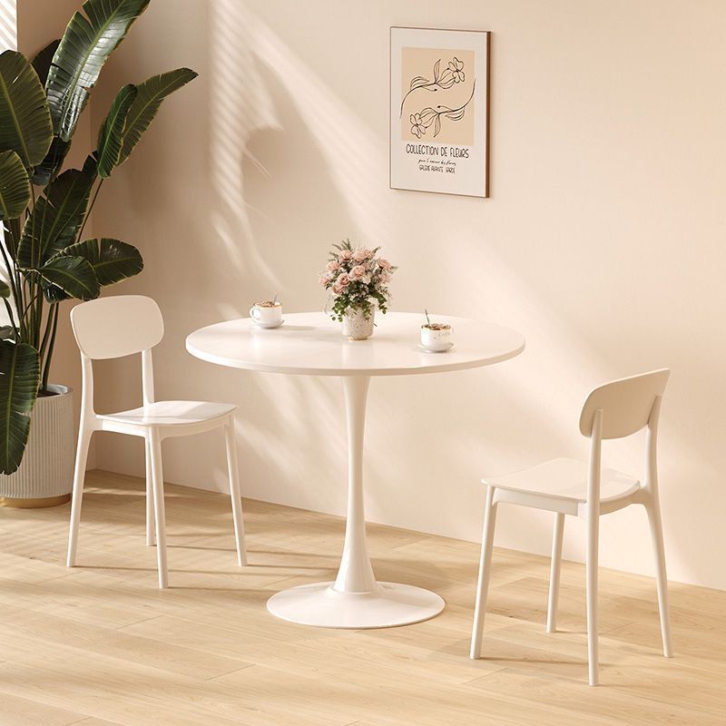 English Elm Modern Round Dining Table White 31.5" – Sturdy MDF Top with Metal Base, Easy-Clean, Compact Style W2641P192315