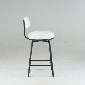 English Elm Modern Bouclé Swivel Bar Stools Set of 2 — Counter Height Fabric Seats with Metal Frame & Footrest, 360° Comfort White W1901P264272