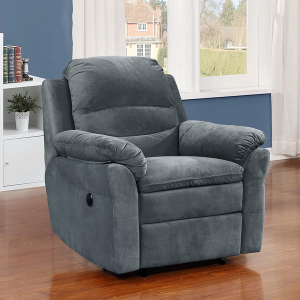 English Elm Felix Electric Recliner Chair with USB Charger, Contemporary Fabric Upholstery in Dark Gray, Power Comfort B347P340217