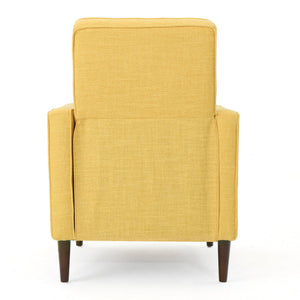 English Elm Christopher Knight Home® - Fabric Recliner Chair Mid-Century Modern Pushback Single Sofa with Tufted Cushion, Birch Legs, Cozy Comfort Yellow 60741.00MYLW