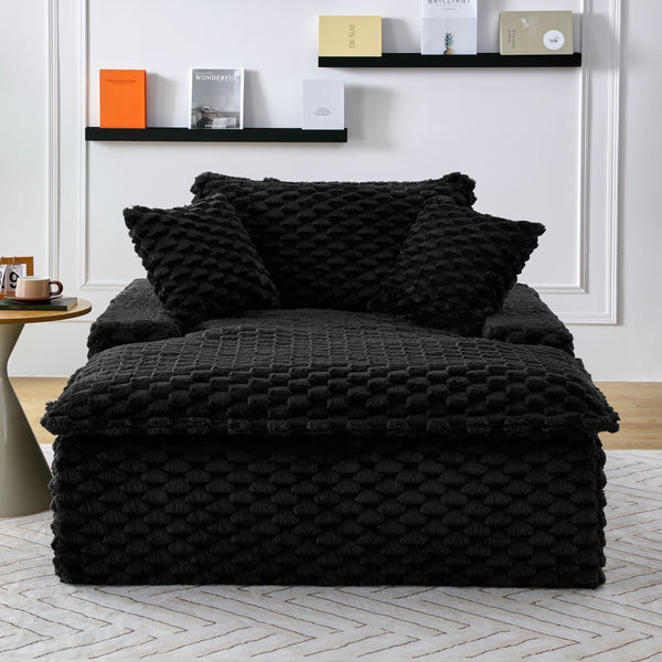 English Elm 51 Compact Comfort Sofa with Turtle Fleece, Sponge Support, Two Pillows, 400lb Capacity for Small Spaces Black W3371P326399