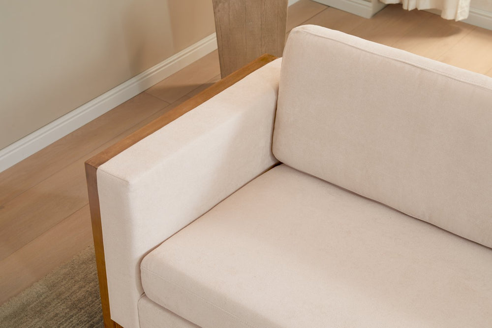 English Elm Christopher Knight Home® - 79" Modern Sofa Solid Wood Legs 3-Seater — Streamlined Mid-Century Design, Durable Frame Comfortably Seats Three taupe N773P249241T