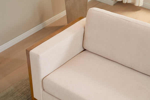 English Elm Christopher Knight Home® - 79" Modern Sofa Solid Wood Legs 3-Seater — Streamlined Mid-Century Design, Durable Frame Comfortably Seats Three taupe N773P249241T