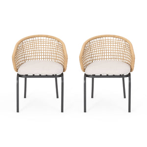 English Elm Christopher Knight Home® - ARIAS Light Brown PE Rattan Club Chair Set of 2 – Boho Curved Back, Water‑Resistant Cushions, Iron Frame 65763.00PELBRN