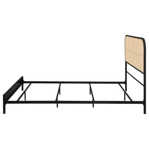 English Elm Kenneth Queen Bed Woven Rattan Headboard Steel Frame Coastal Boho Bedroom Accent B062P440084
