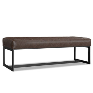 English Elm Penelope Tufted Genuine Leather Bench Ottoman with Black Metal Base for Bedroom B136P436940