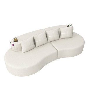English Elm Modern Half Moon Chenille Sectional Three Seat Curved Sofa for Living Room or Apartment Beige W395P435337
