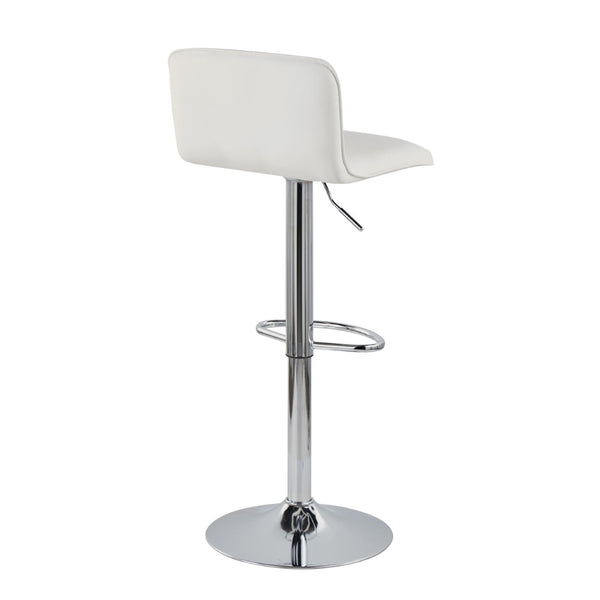 English Elm Adjustable Velvet Swivel Barstools with Chrome Base for Kitchen or Home Bar Set of 2 White B202S01963