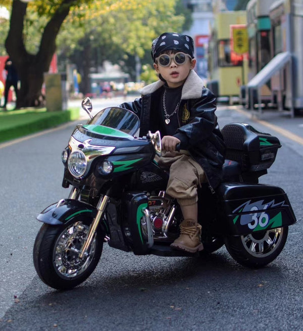 English Elm 12v Kids Electric Ride on Motorcycle with Led Lights Bluetooth Music and Storage Trunk Black W1760P237295