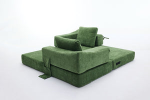 English Elm Modern Modular Chenille Sofa Bed Fold-Out Convertible Floor Couch with Removable Backrest & Pockets in Green W1829P192398